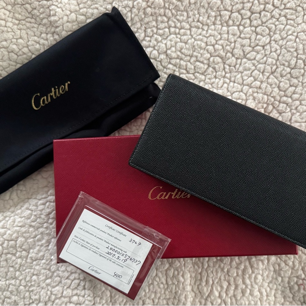 Cartier Black Leather Long Wallet